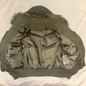 Girls Puffer Jacket with Faux Fur Hood